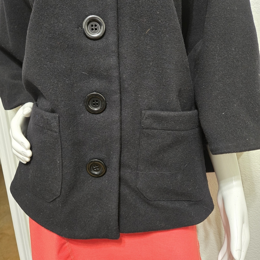 Pendleton Black Wool Button-Up Coat Cape Size S/M - image 3